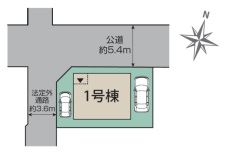 区画図・北西角地、カースペース2台